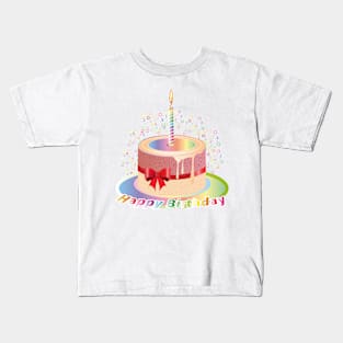 Rainbow birthday tartlet with candle Kids T-Shirt